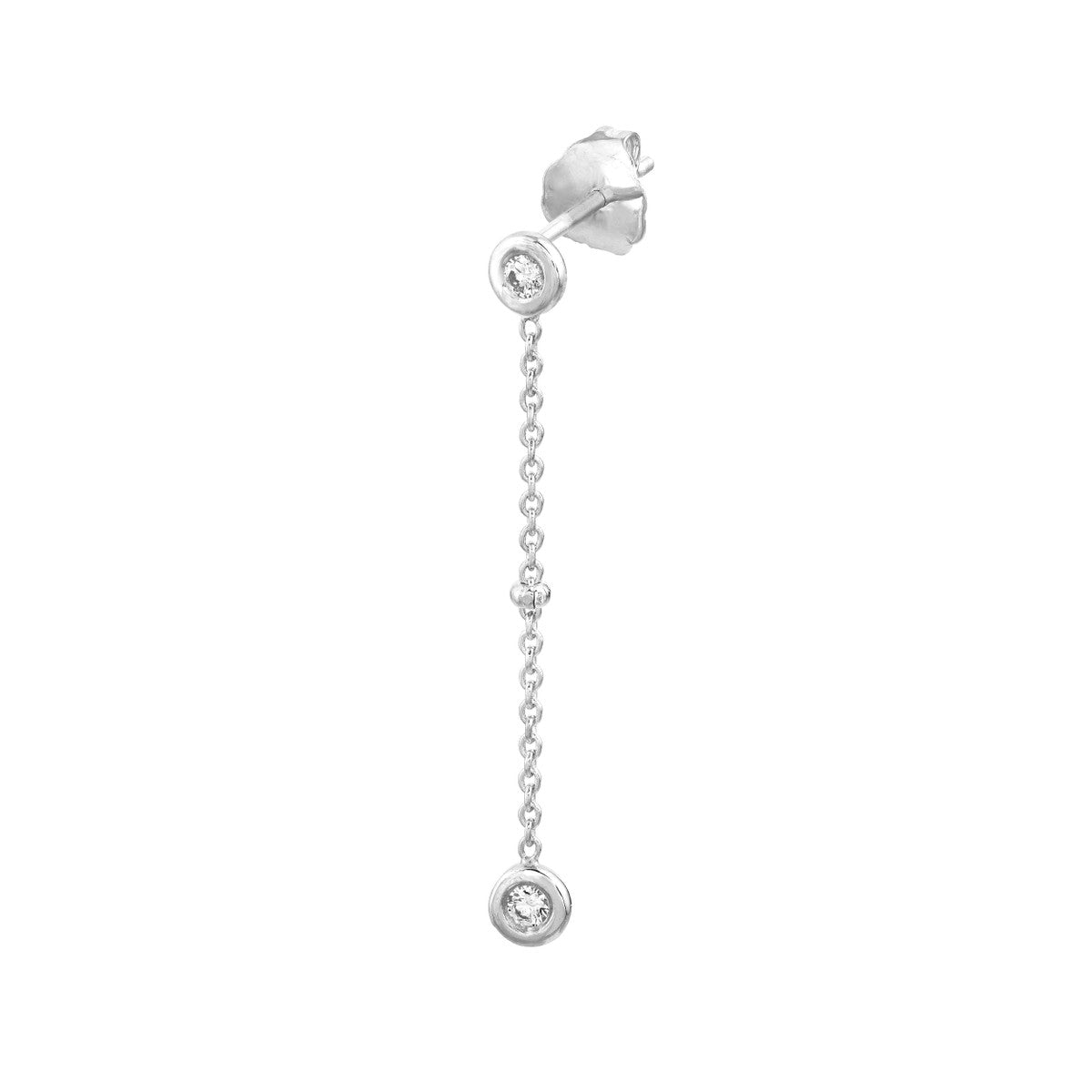 Drop Earrings with Diamond Bezels and Beads 14K Yellow and White Gold