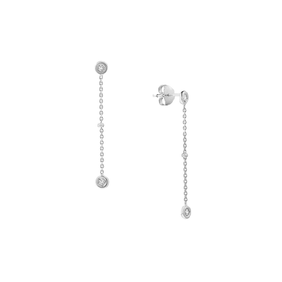 Drop Earrings with Diamond Bezels and Beads 14K Yellow and White Gold