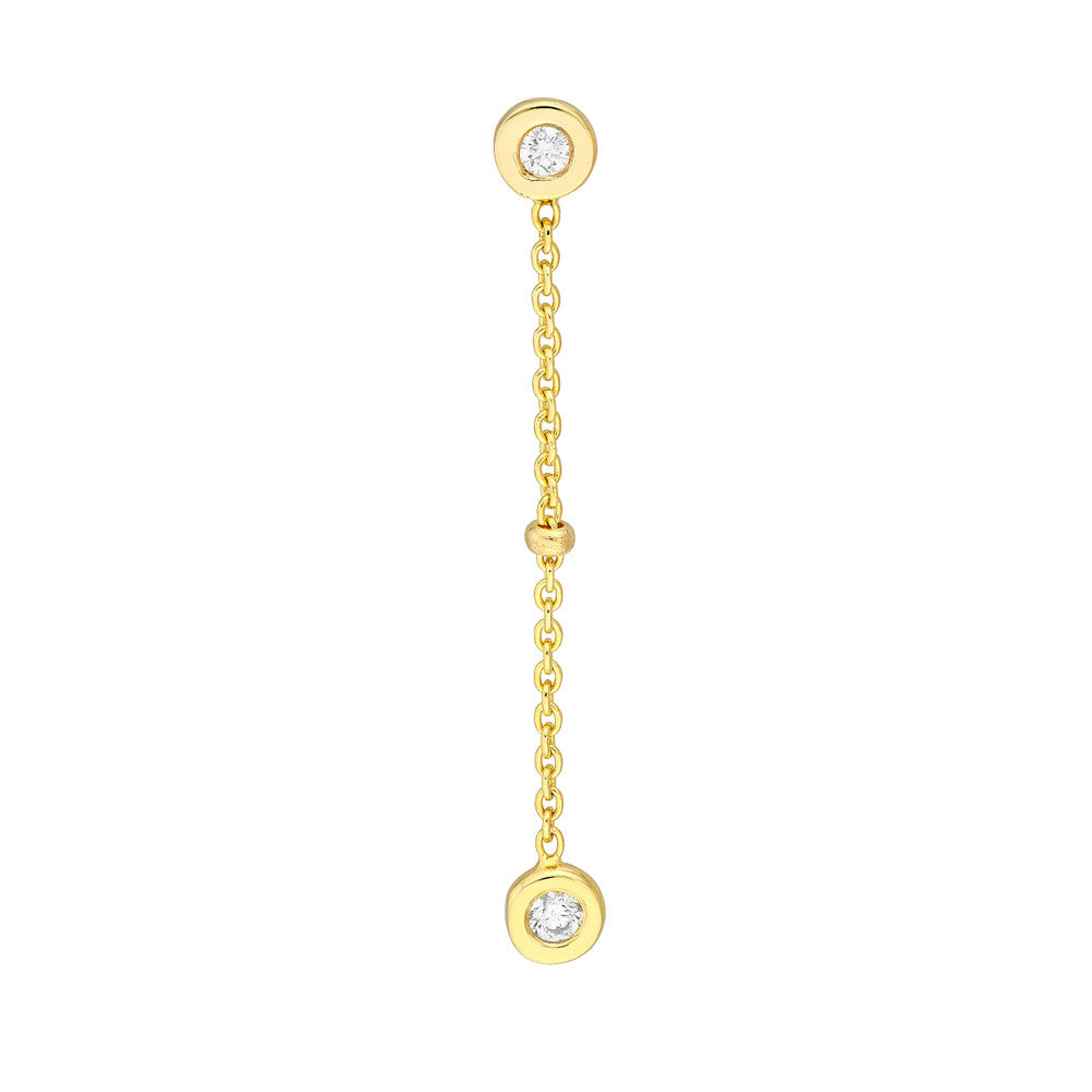 Drop Earrings with Diamond Bezels and Beads 14K Yellow and White Gold