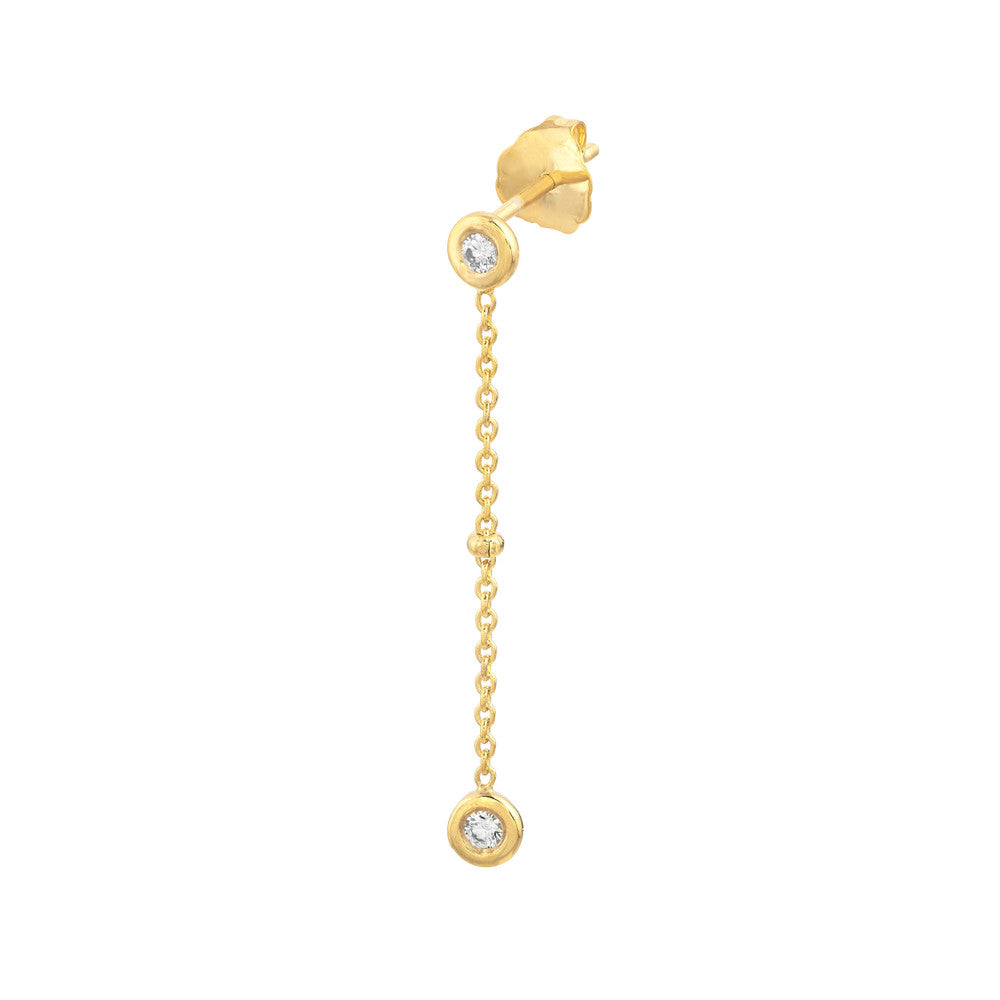 Drop Earrings with Diamond Bezels and Beads 14K Yellow and White Gold