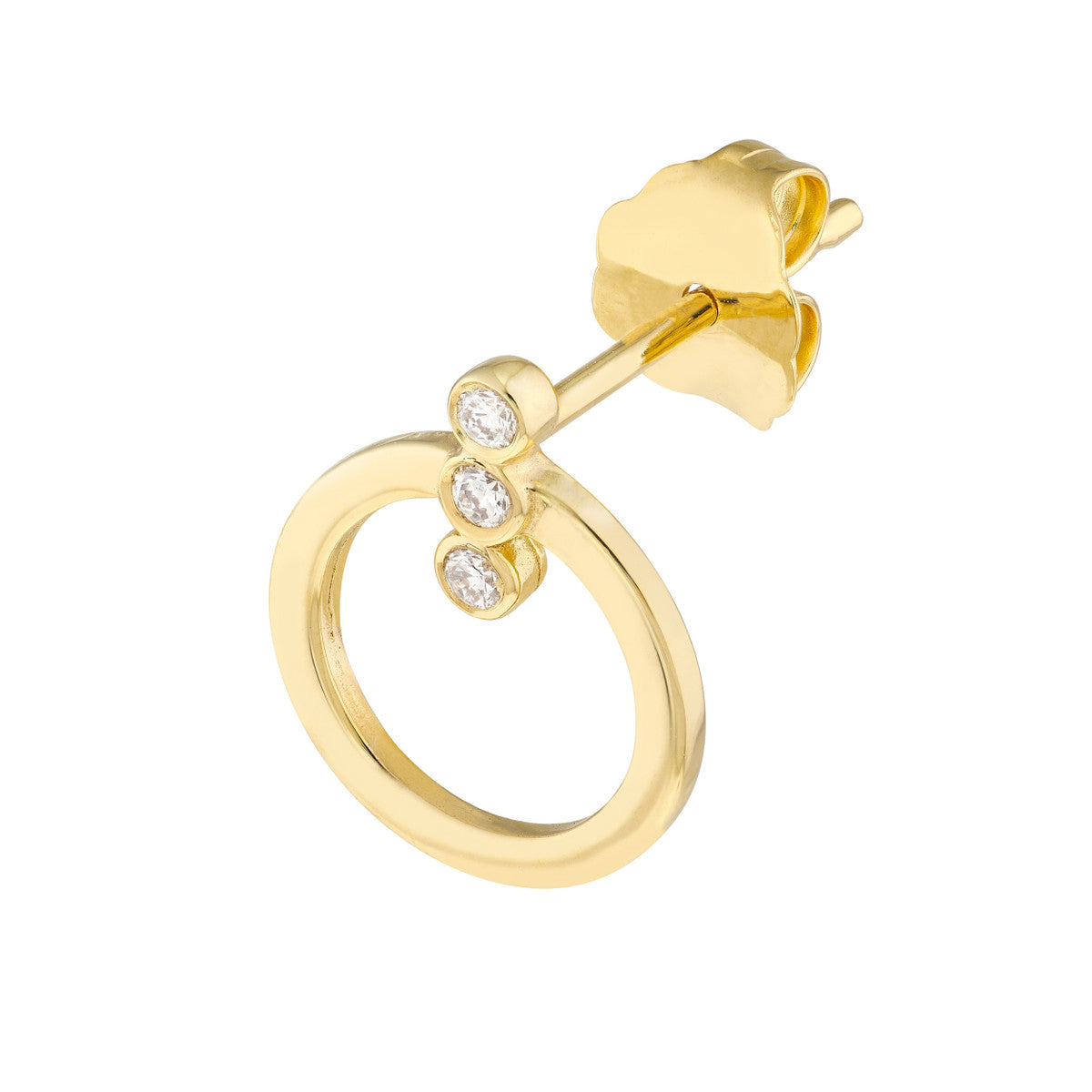 Diamond Bezel Bar Door Knocker Earrings 14K Yellow Gold or 14K White Gold