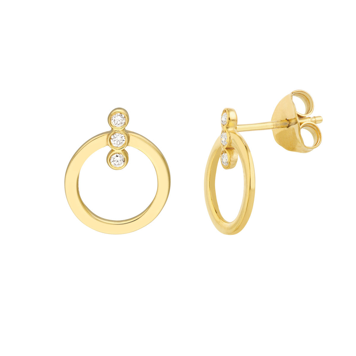 Diamond Bezel Bar Door Knocker Earrings 14K Yellow Gold or 14K White Gold