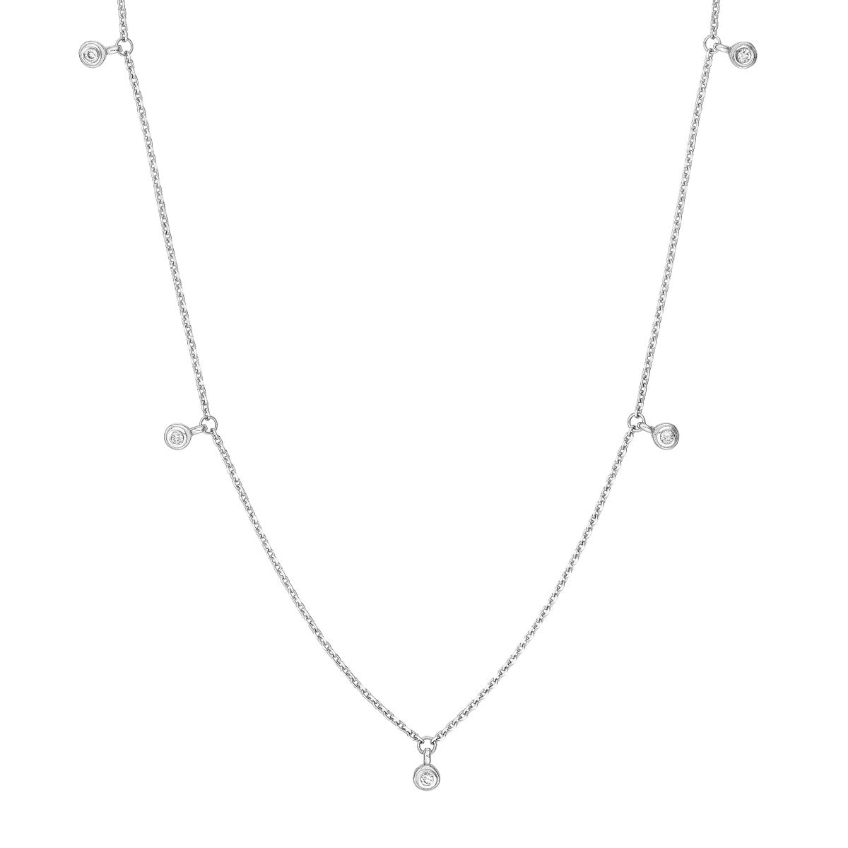 Diamond Bezel Drops Necklace 14K Gold