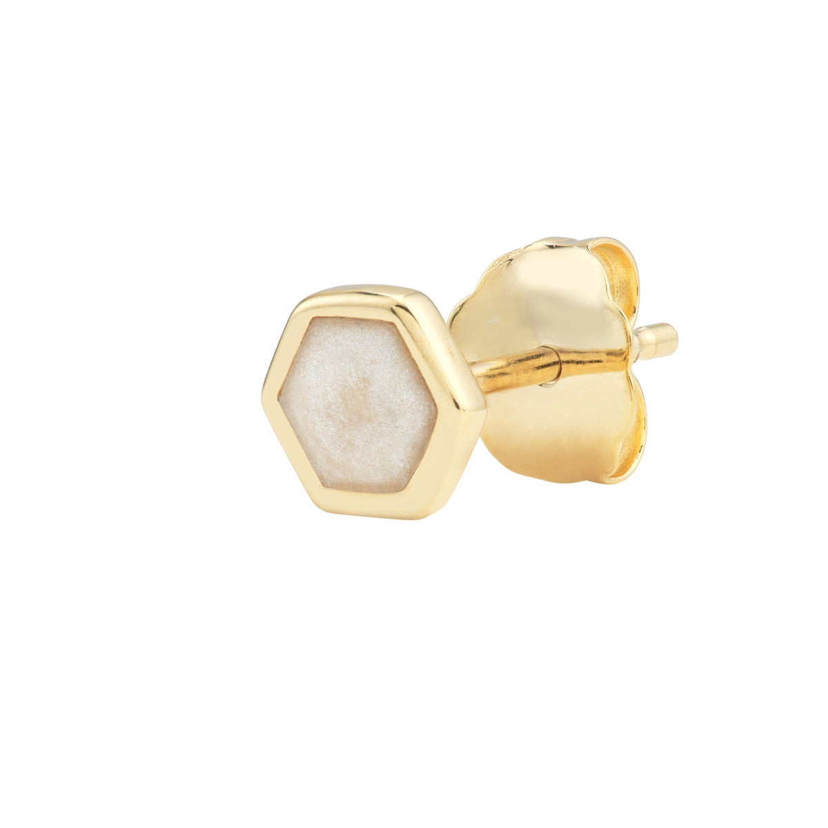 Mother of Pearl Enamel Multishape Stud Earrings 14K Yellow Gold