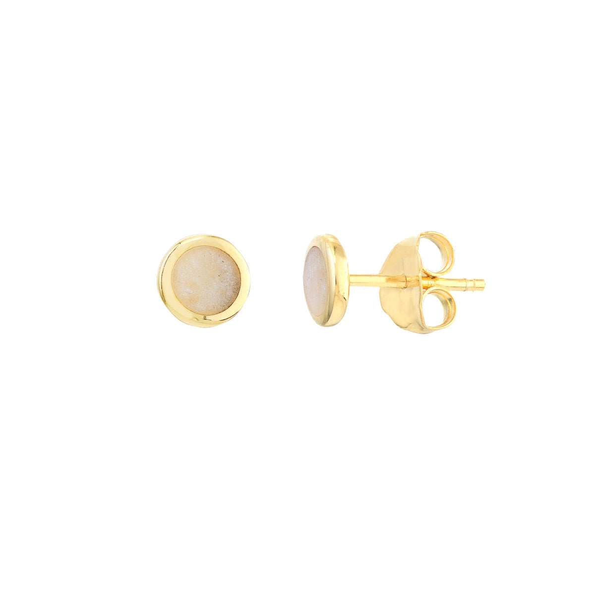 Mother of Pearl Enamel Multishape Stud Earrings 14K Yellow Gold