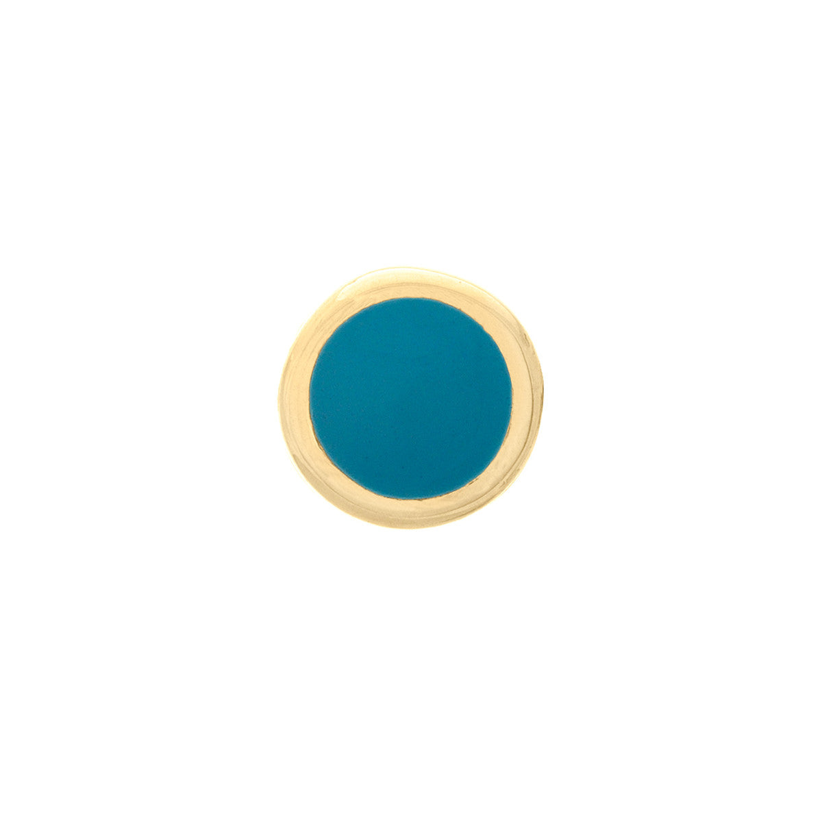 Turquoise Enamel Multishape Stud Earrings 14K Yellow Gold