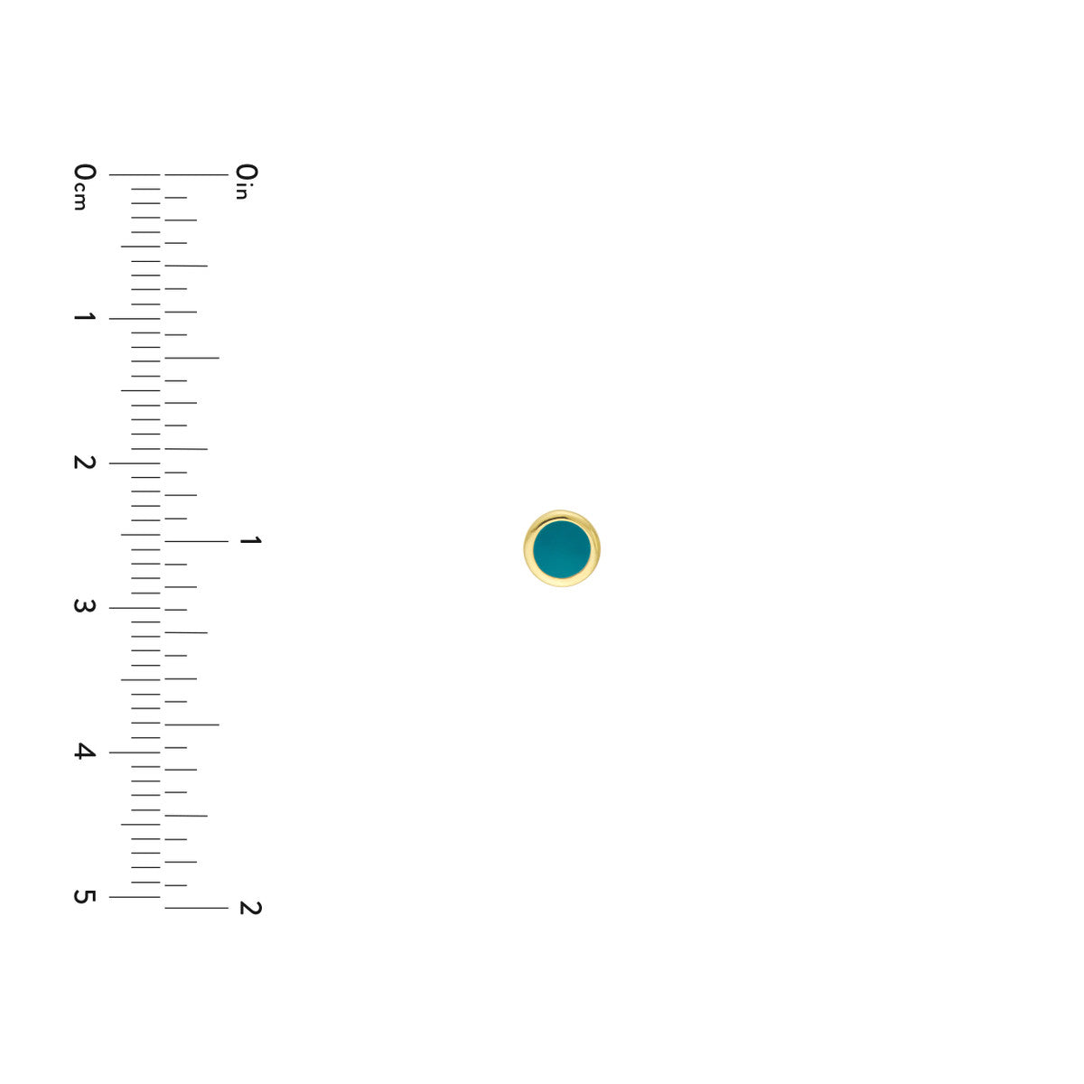 Turquoise Enamel Multishape Stud Earrings 14K Yellow Gold