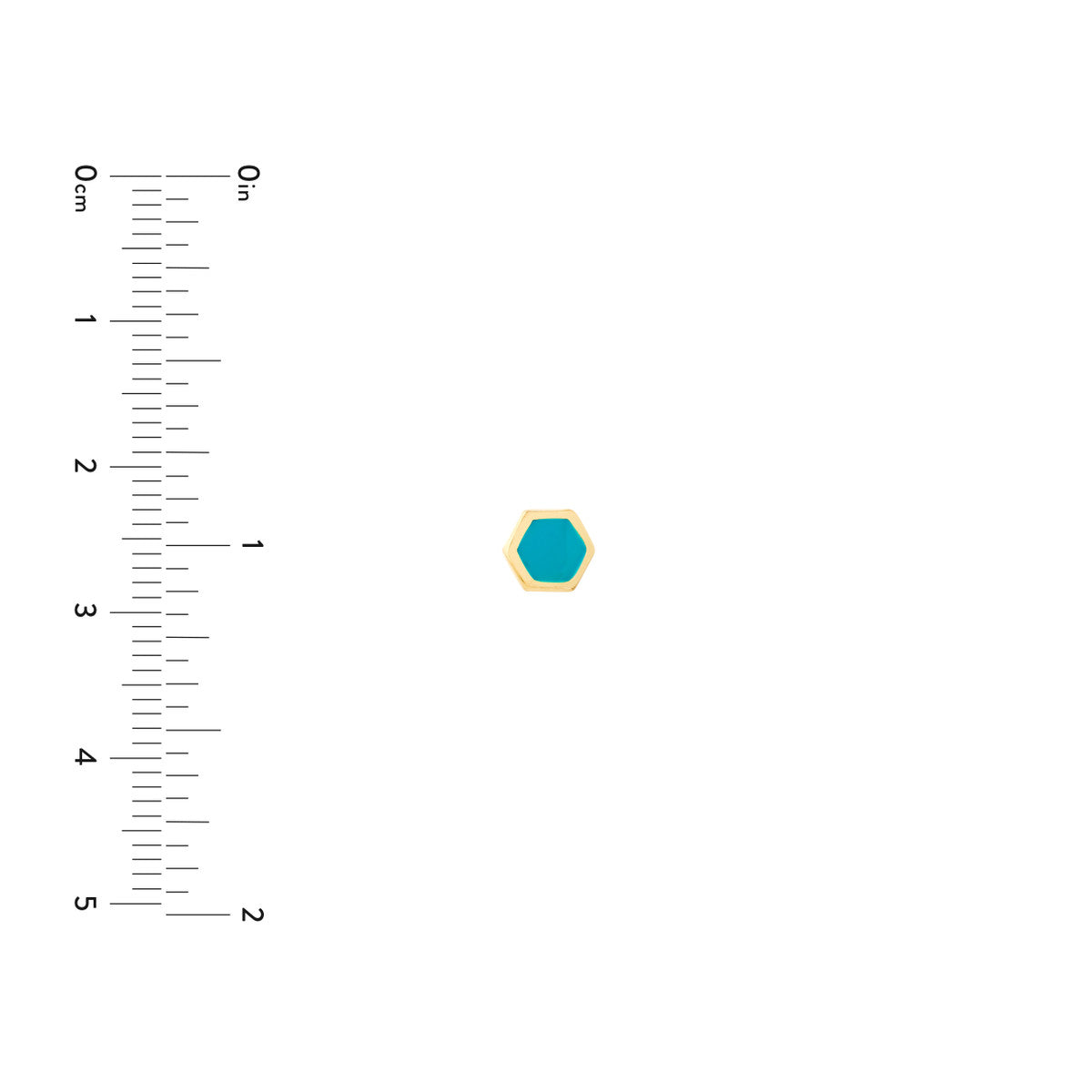 Turquoise Enamel Multishape Stud Earrings 14K Yellow Gold