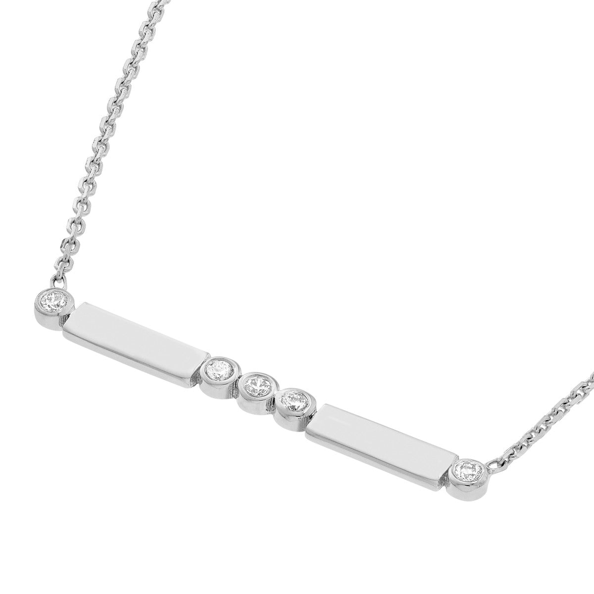 Diamond Bezels and Bars Adjustable Necklace 14K Gold