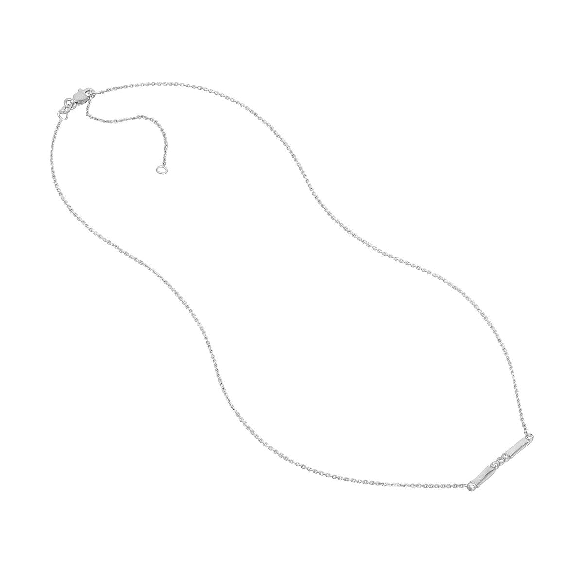 Diamond Bezels and Bars Adjustable Necklace 14K Gold