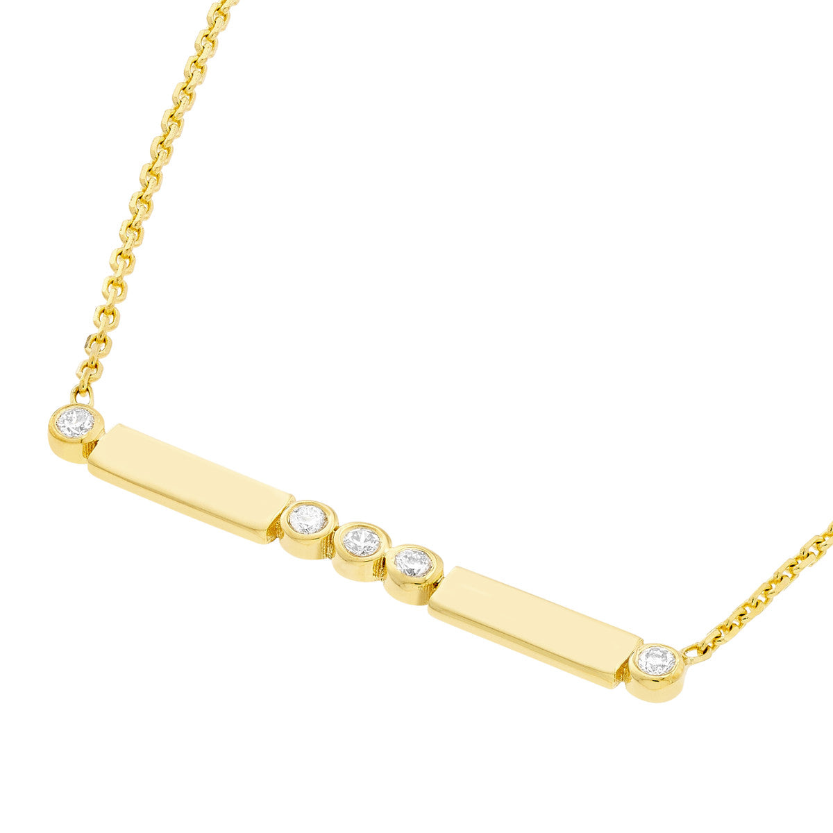 Diamond Bezels and Bars Adjustable Necklace 14K Gold