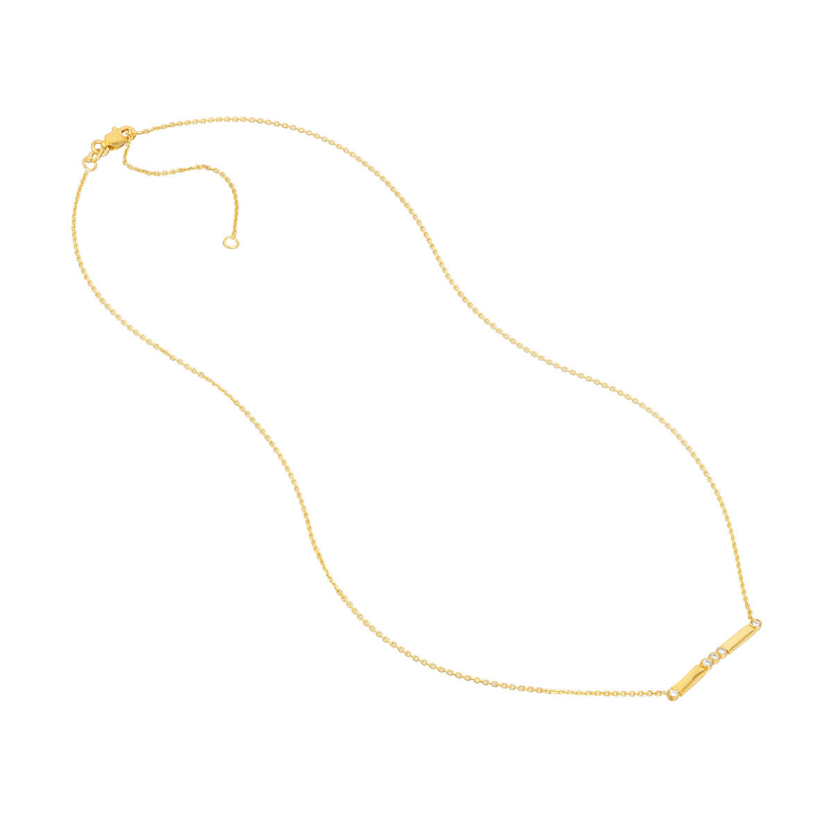 Diamond Bezels and Bars Adjustable Necklace 14K Gold