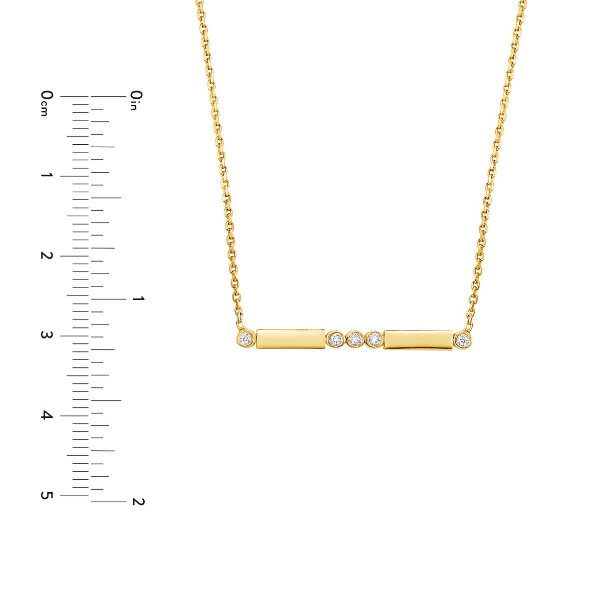 Diamond Bezels and Bars Adjustable Necklace 14K Gold
