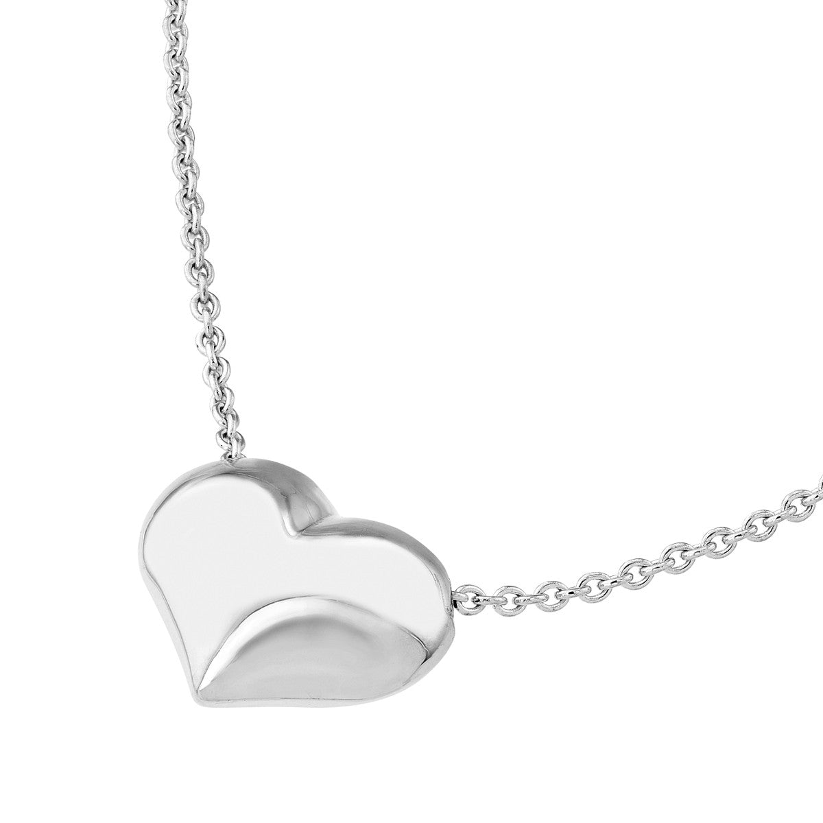 Puffy Heart Adjustable Necklace 14K Yellow, White or Rose Gold