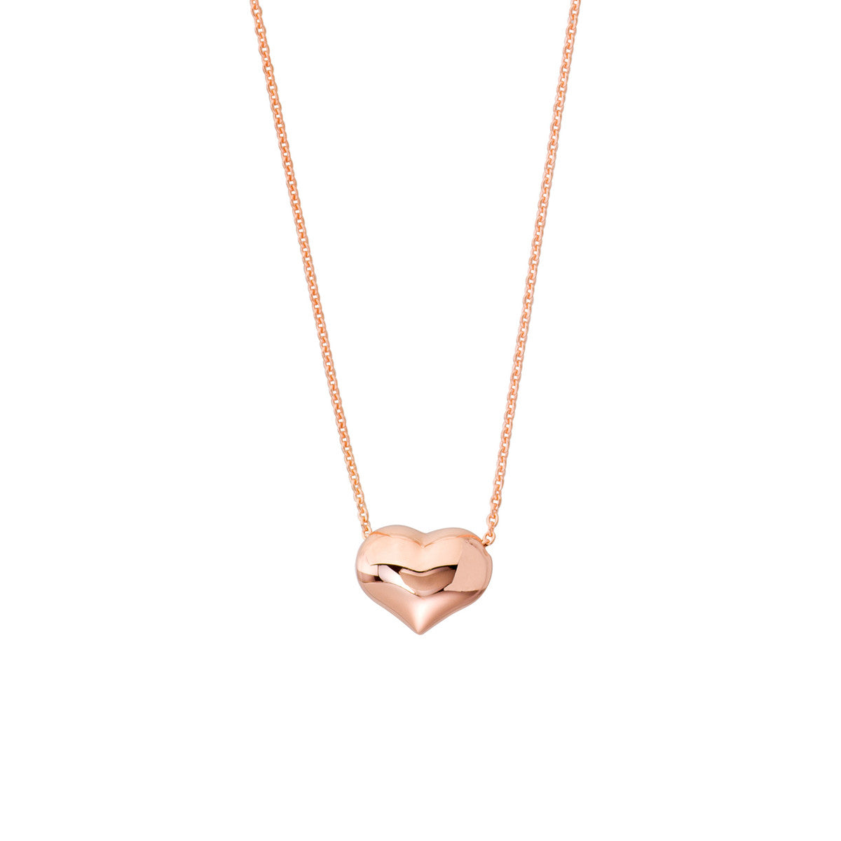 Puffy Heart Adjustable Necklace 14K Yellow, White or Rose Gold