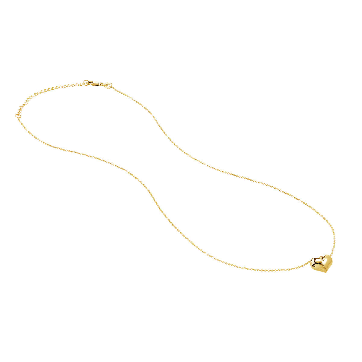 Puffy Heart Adjustable Necklace 14K Yellow, White or Rose Gold