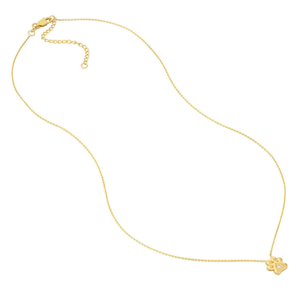 3pt Diamond Paw Pendant Necklace 14K Yellow Gold