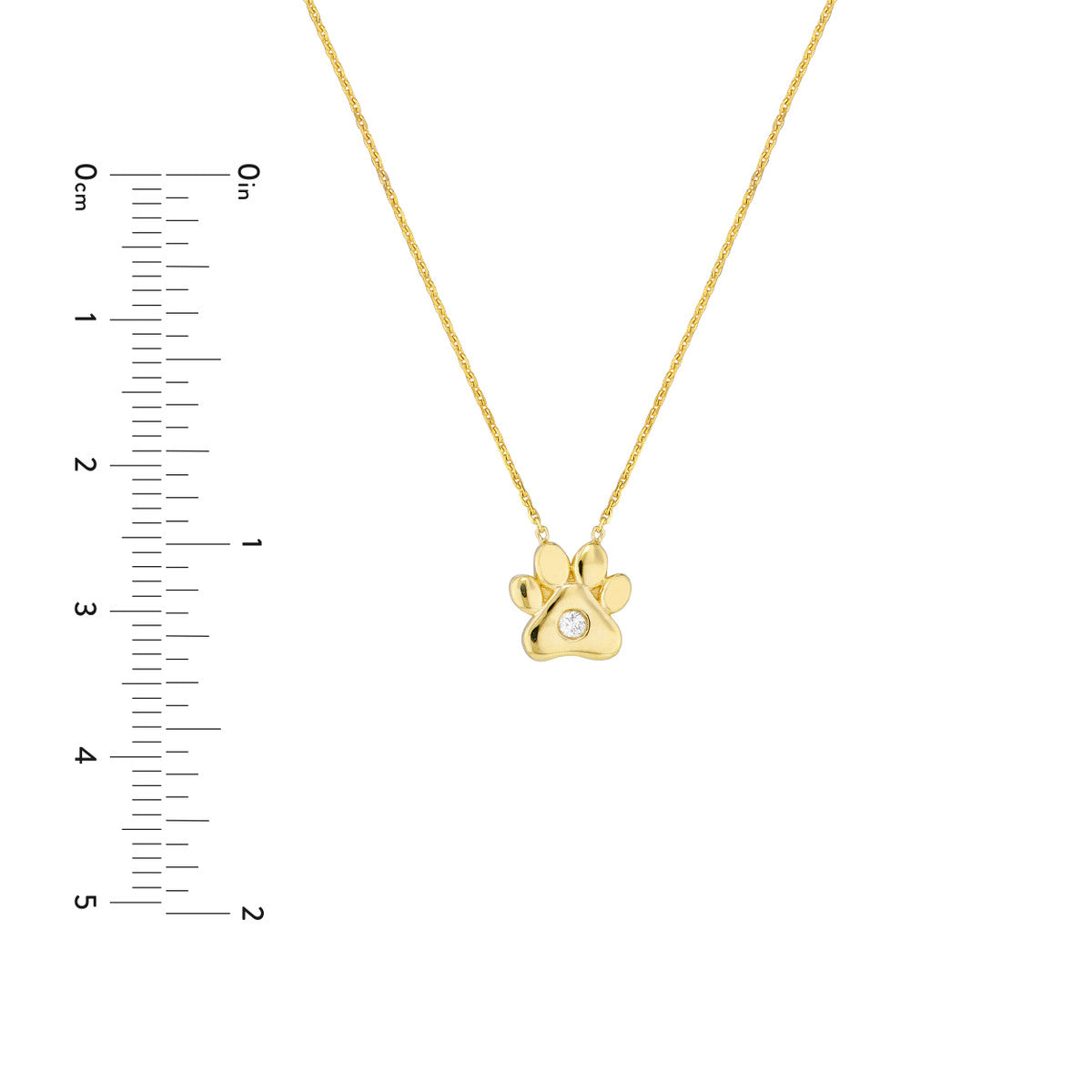 3pt Diamond Paw Pendant Necklace 14K Yellow Gold