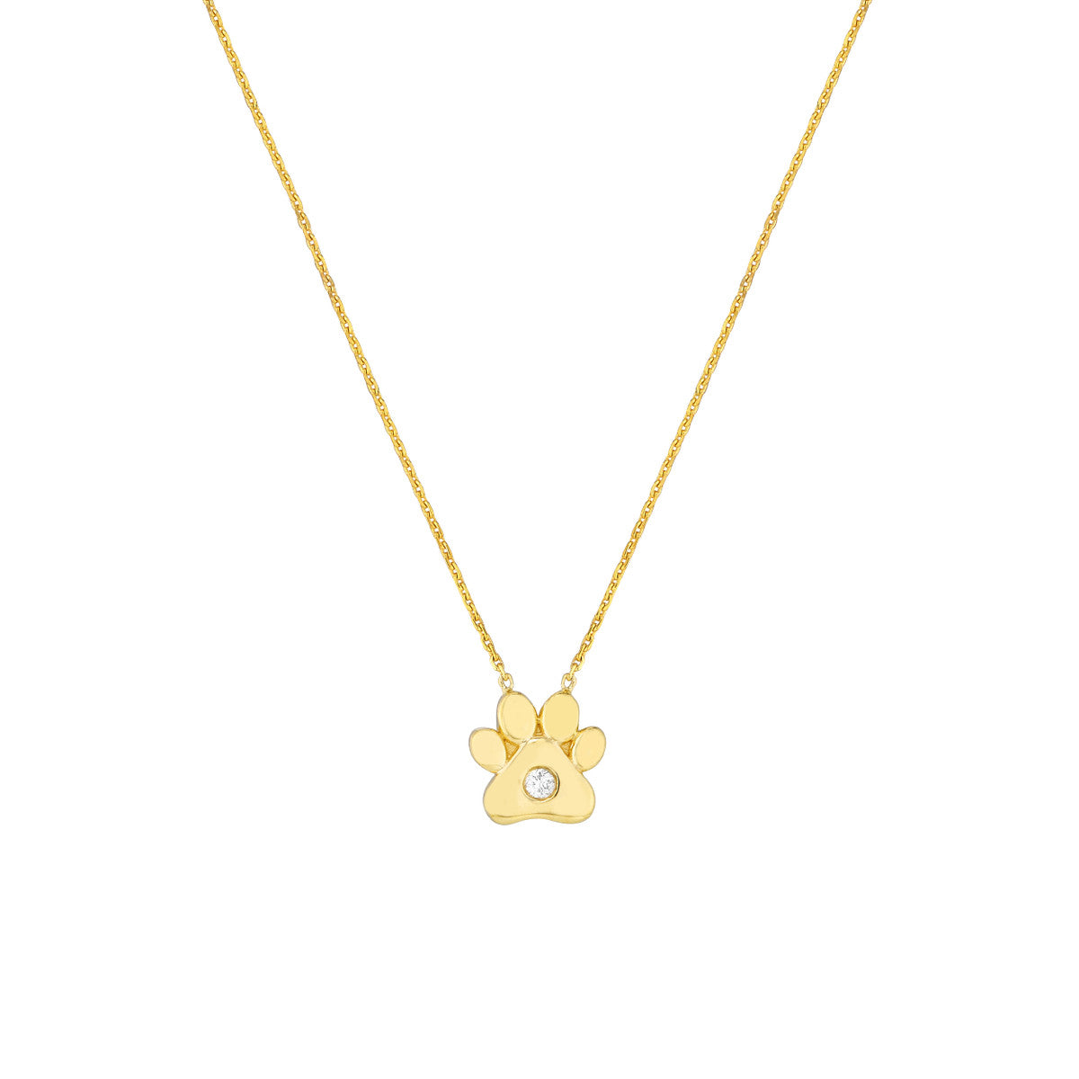 3pt Diamond Paw Pendant Necklace 14K Yellow Gold