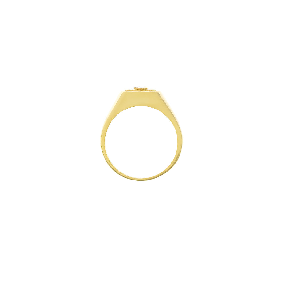 Fluted Black Enamel Diamond Signet Ring 14K Yellow Gold