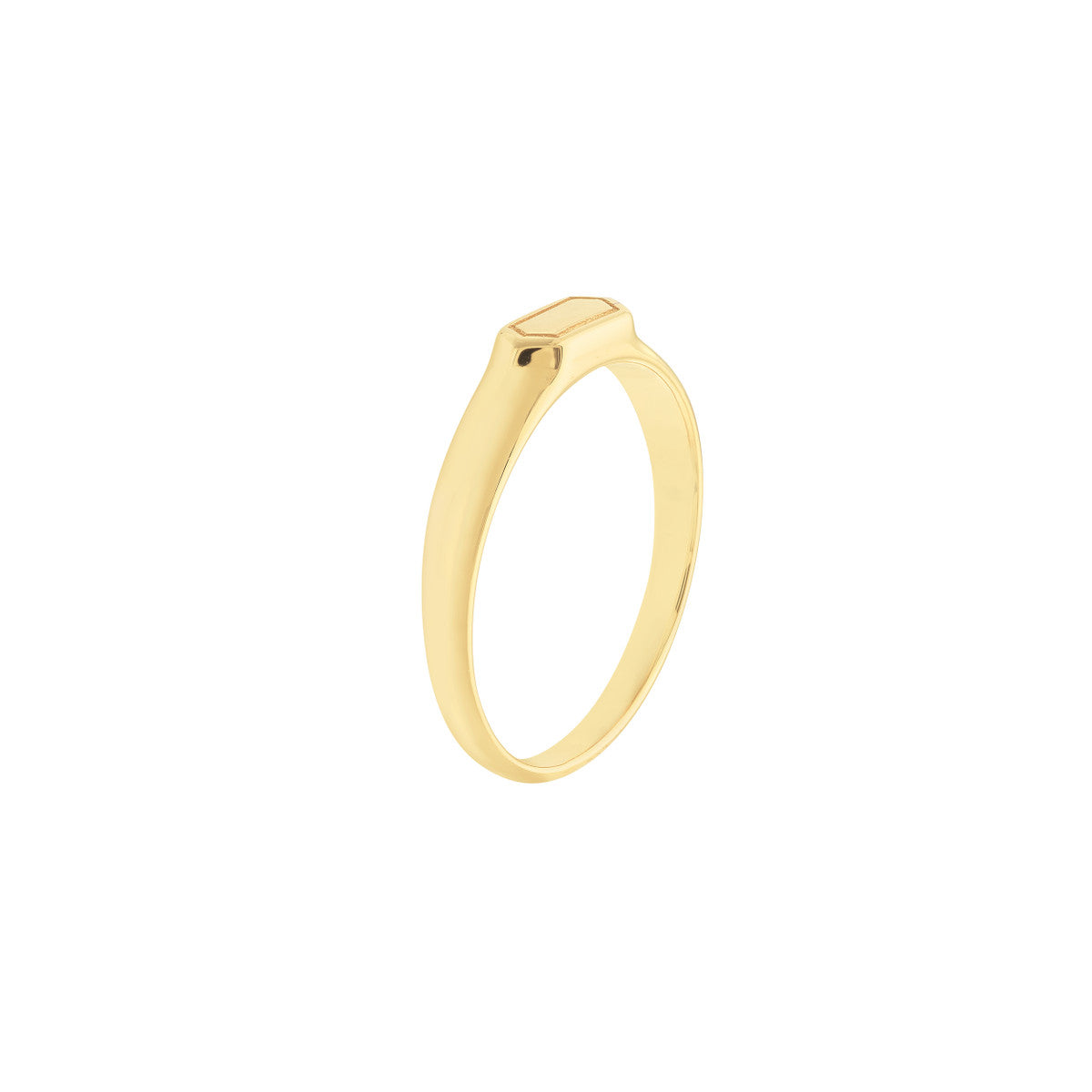 Mini Hexagon Bar Signet Ring 14K Yellow Gold