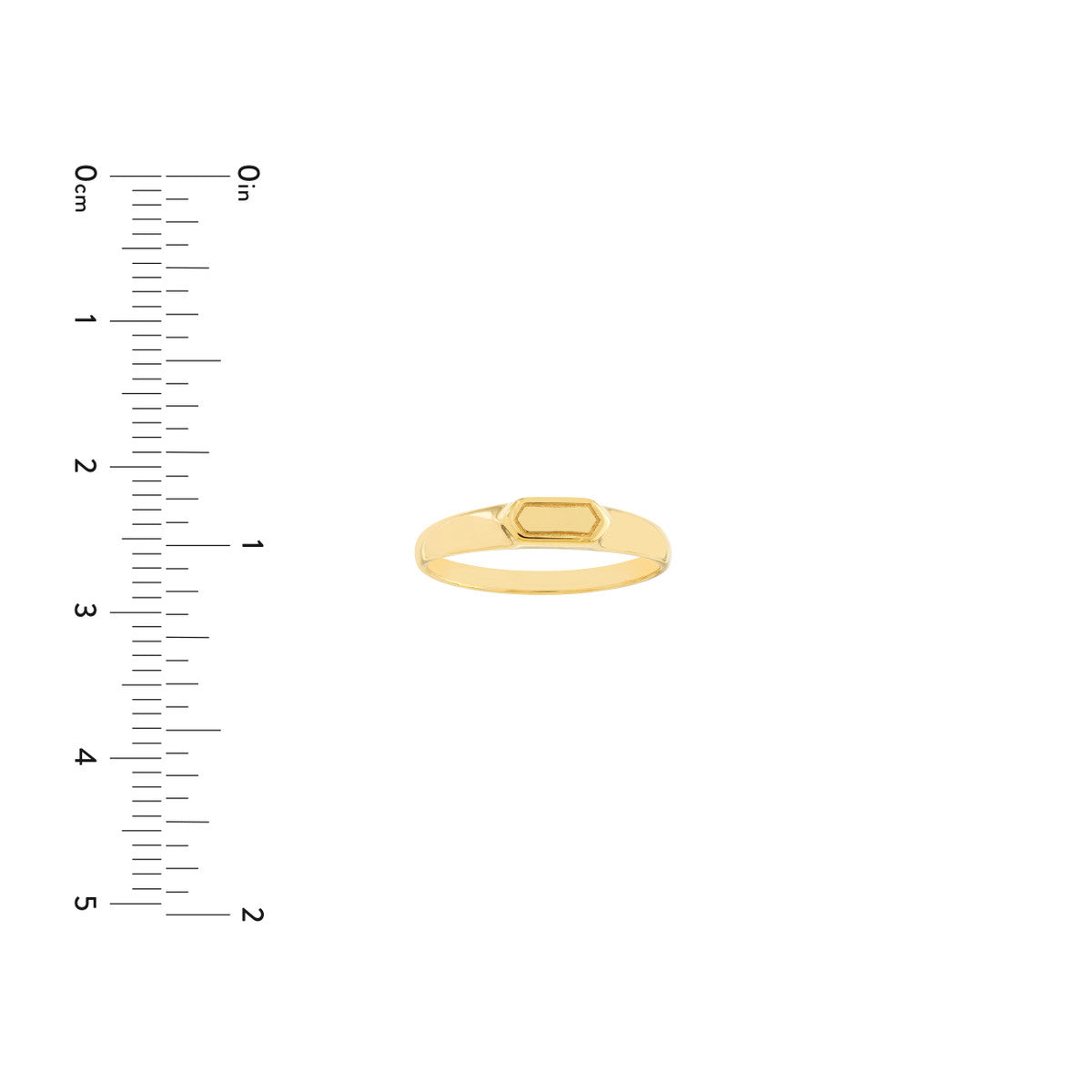 Mini Hexagon Bar Signet Ring 14K Yellow Gold