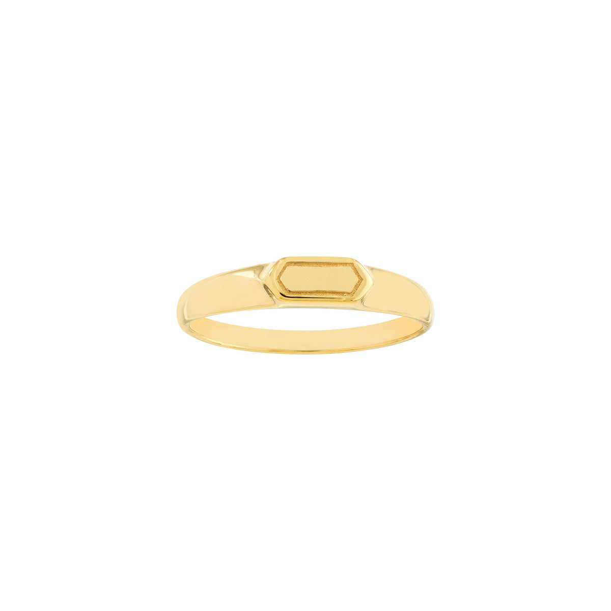Mini Hexagon Bar Signet Ring 14K Yellow Gold