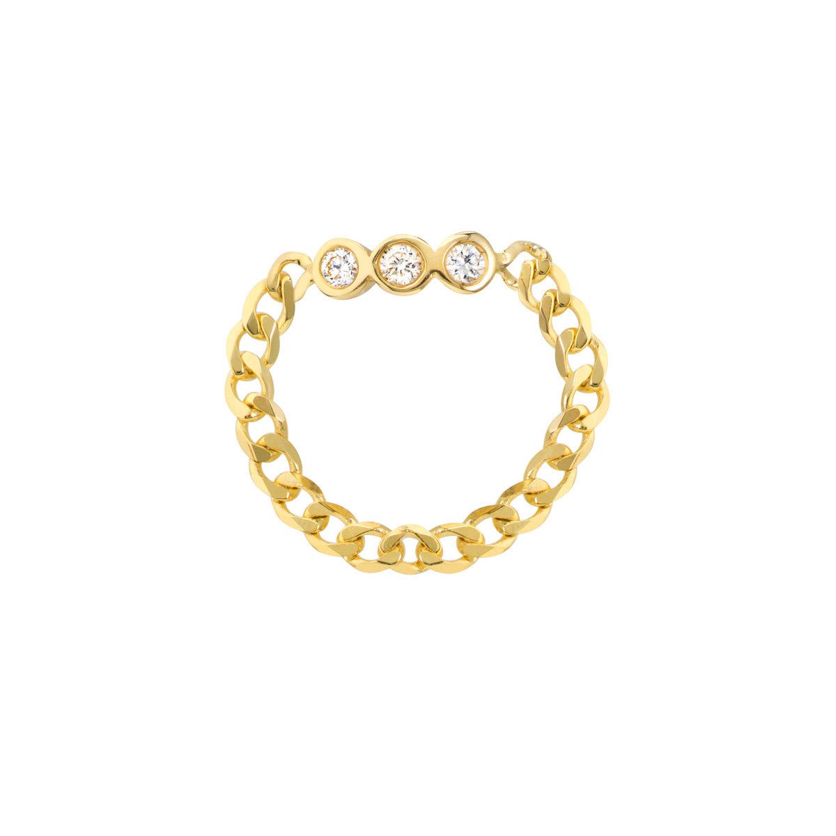 1/10tcw Diamond Trio Curb Chain Ring 14K Yellow Gold