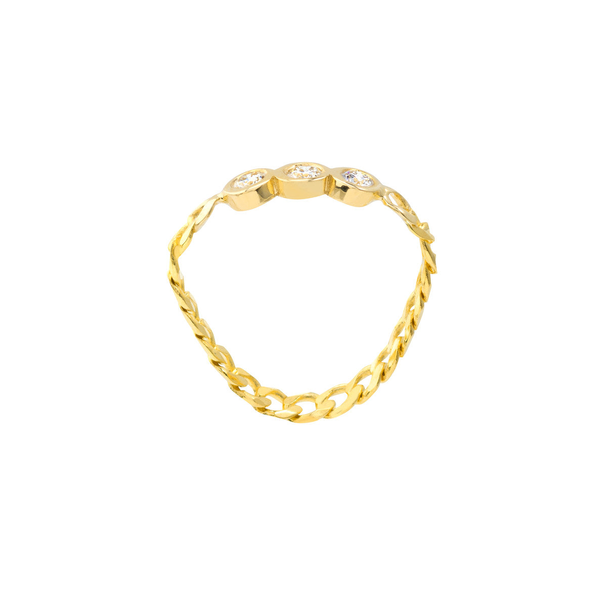 1/10tcw Diamond Trio Curb Chain Ring 14K Yellow Gold