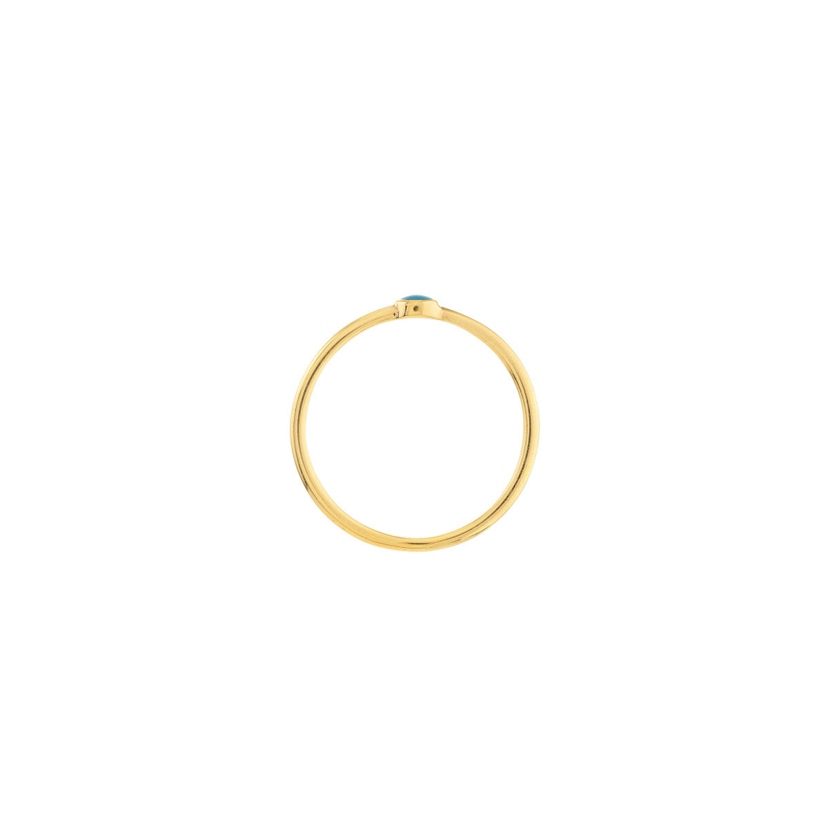 Turquoise Enamel Bezel Wire Ring 14K Yellow Gold