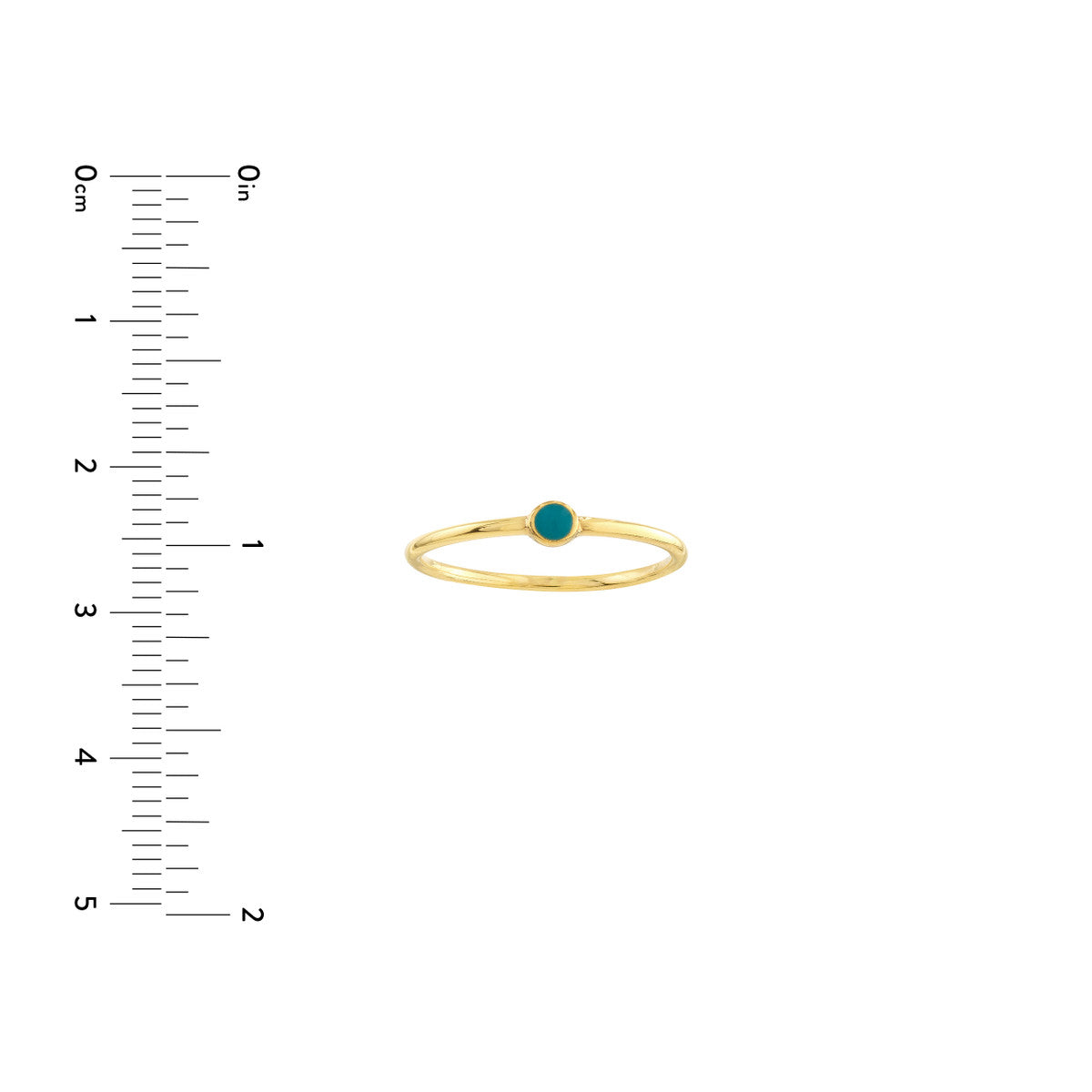 Turquoise Enamel Bezel Wire Ring 14K Yellow Gold