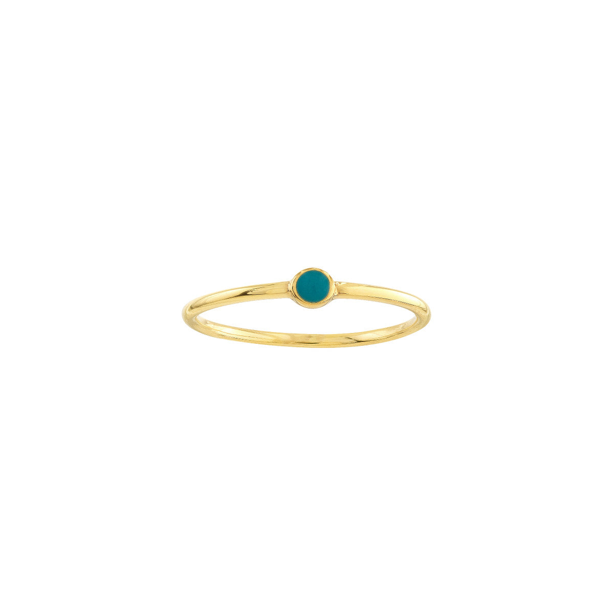 Turquoise Enamel Bezel Wire Ring 14K Yellow Gold