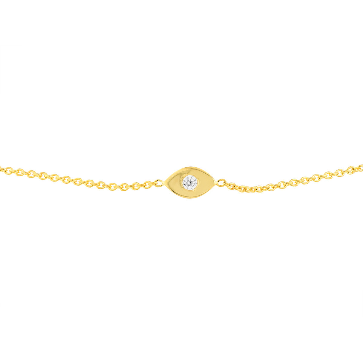 3pt Diamond Evil Eye Bolo Bracelet 14K Yellow Gold