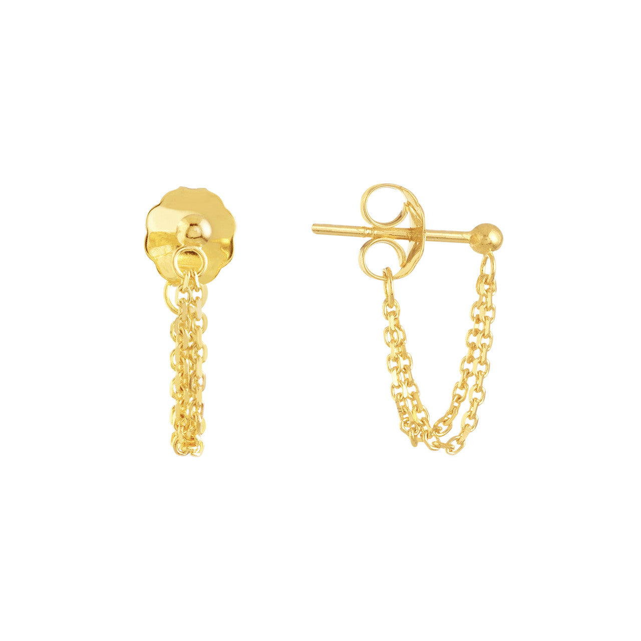 Double Chain Front-to-Back Earrings 14K Yellow Gold