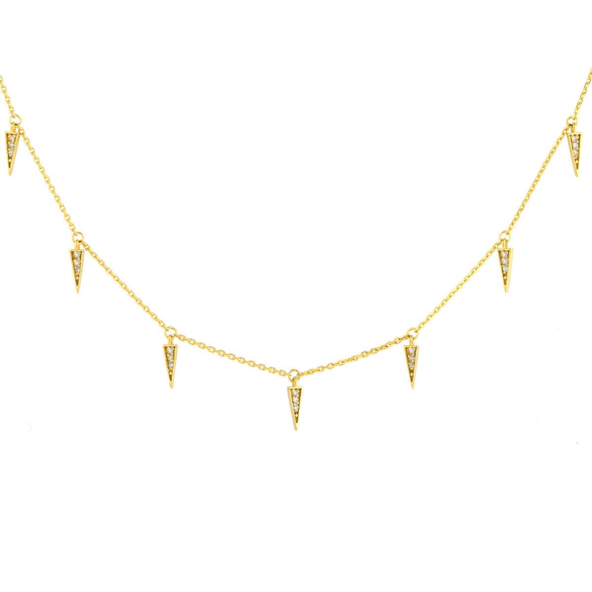 Diamond Spear Drops Necklace 14K Yellow Gold