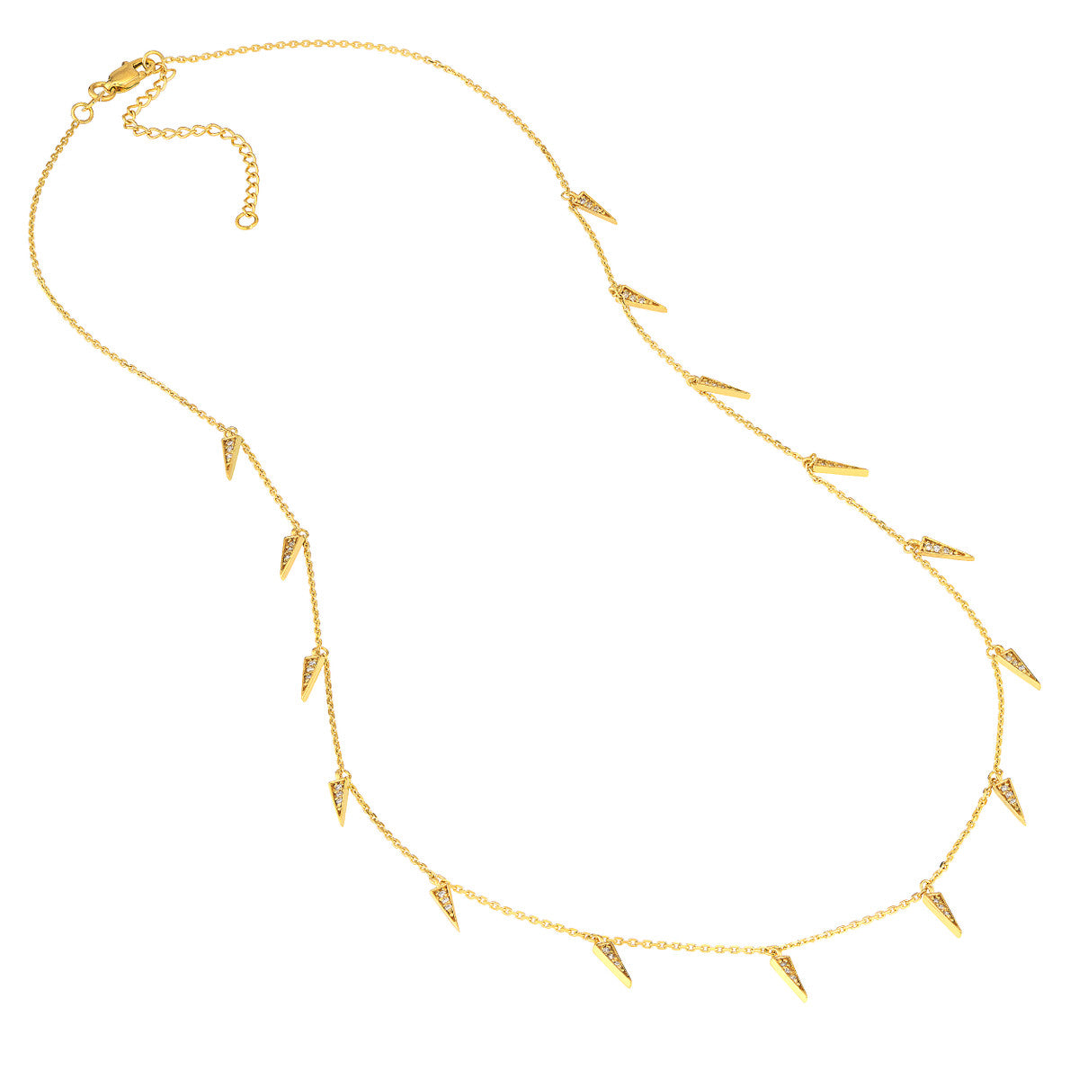 Diamond Spear Drops Necklace 14K Yellow Gold