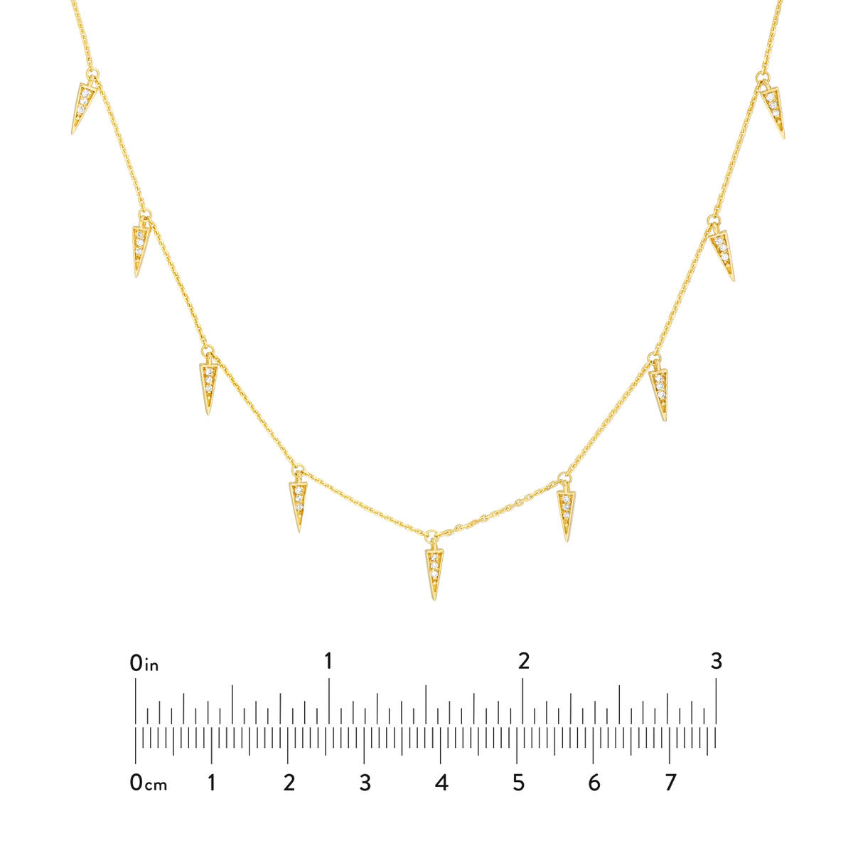 Diamond Spear Drops Necklace 14K Yellow Gold