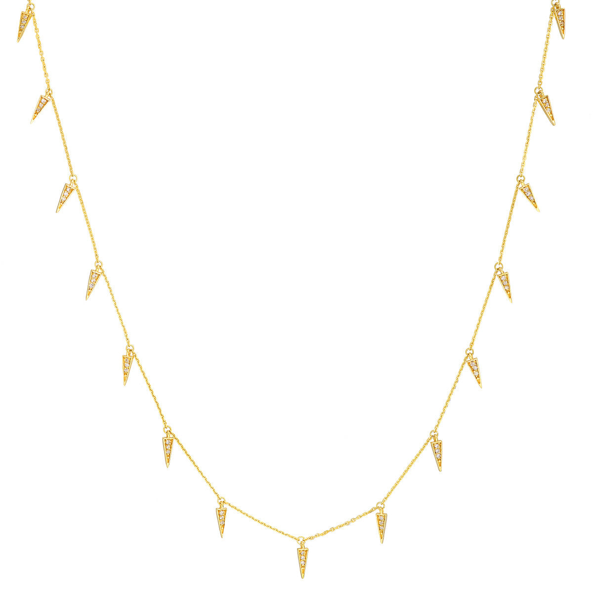 Diamond Spear Drops Necklace 14K Yellow Gold