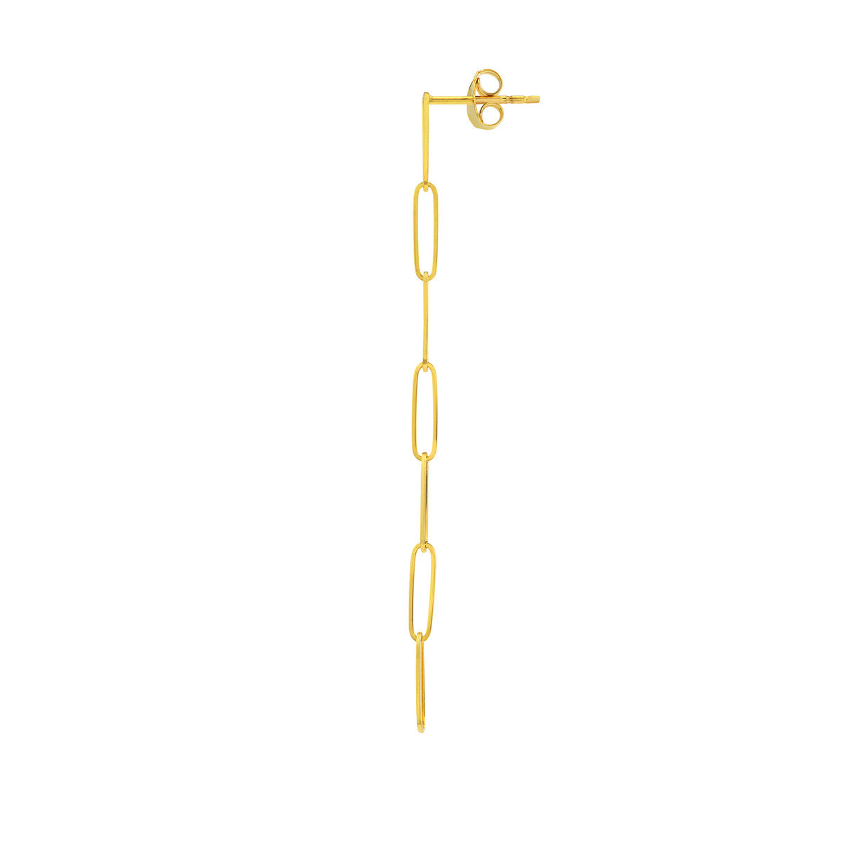 Long Paper Clip Dangle Earrings 14K Yellow Gold