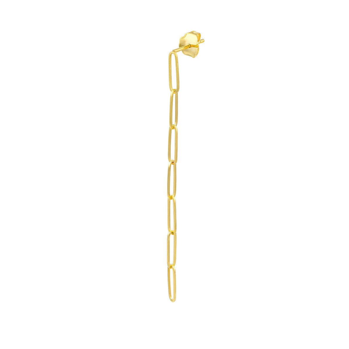 Long Paper Clip Dangle Earrings 14K Yellow Gold