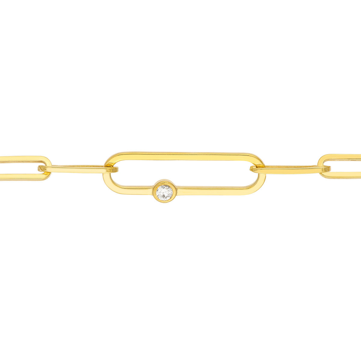 Paper Clip Diamond Bracelet 14K Yellow Gold
