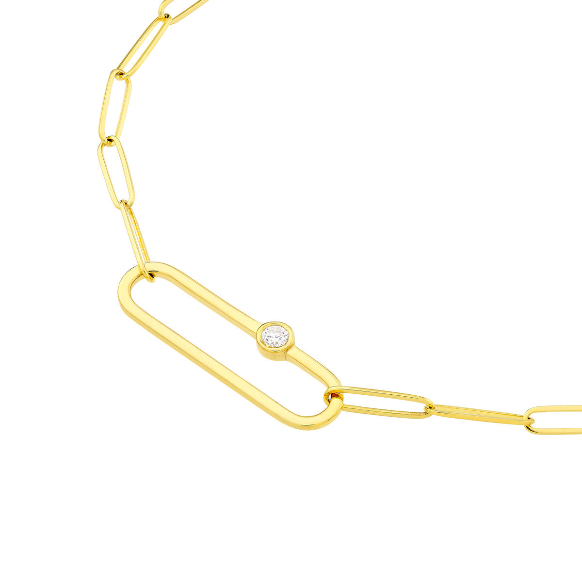 Diamond Paper Clip Necklace 14K Yellow Gold