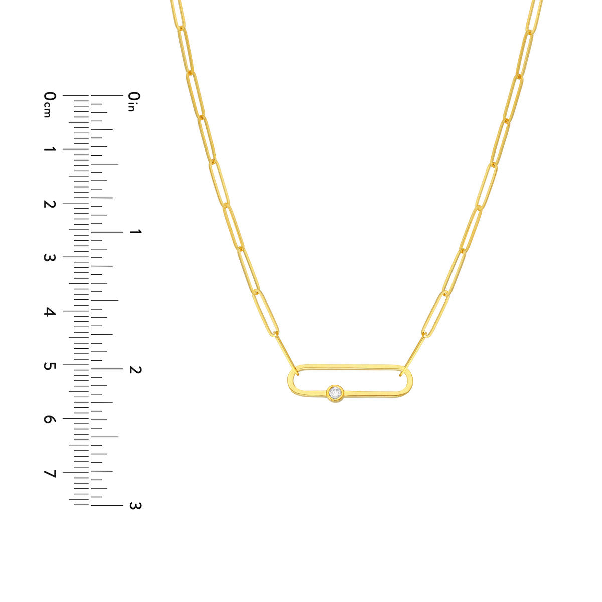 Diamond Paper Clip Necklace 14K Yellow Gold