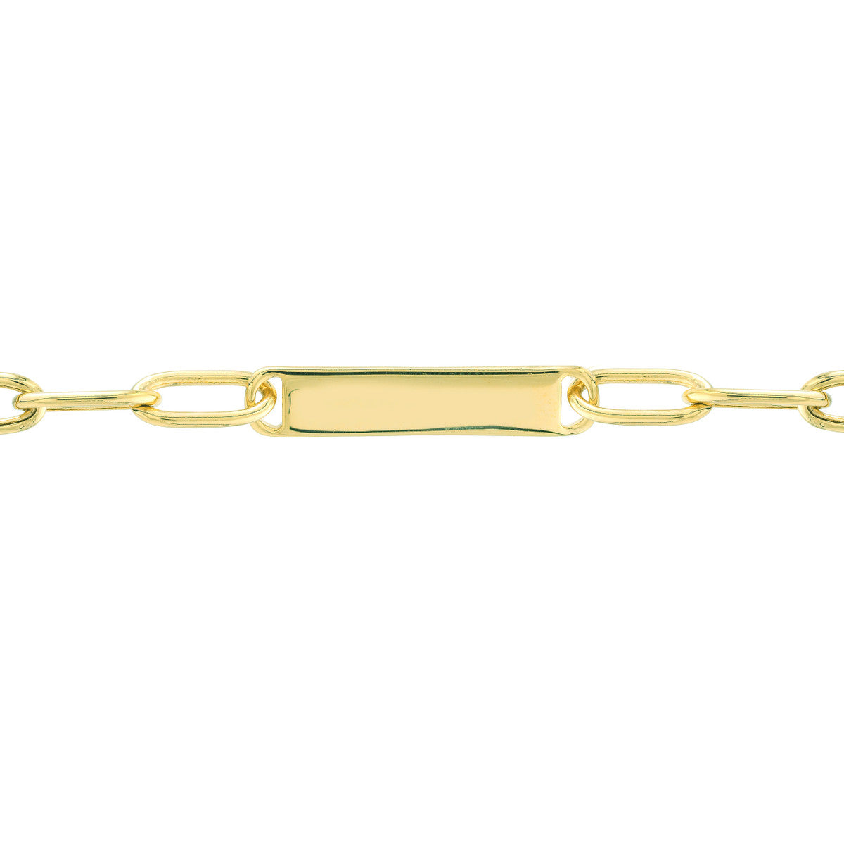 ID Bar Paper Clip Chain Bracelet 14K Yellow Gold