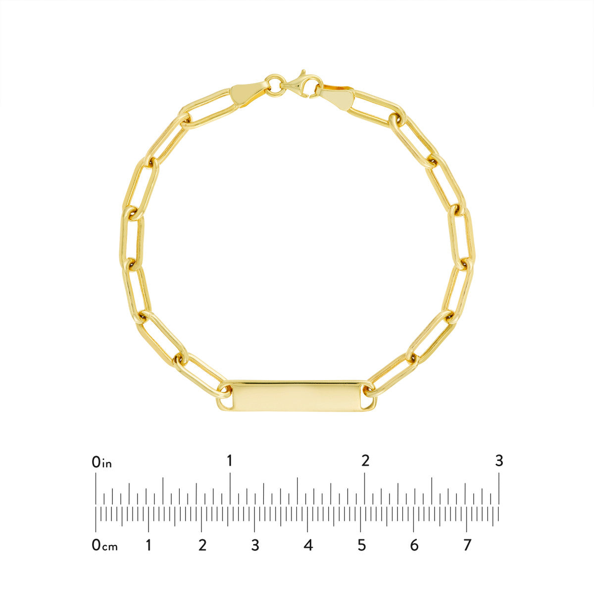 ID Bar Paper Clip Chain Bracelet 14K Yellow Gold