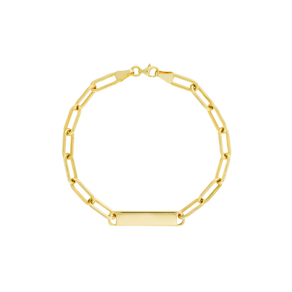ID Bar Paper Clip Chain Bracelet 14K Yellow Gold