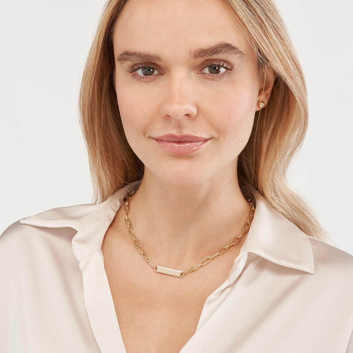 Paper Clip Chain w/Engravable ID Bar 14K Yellow Gold