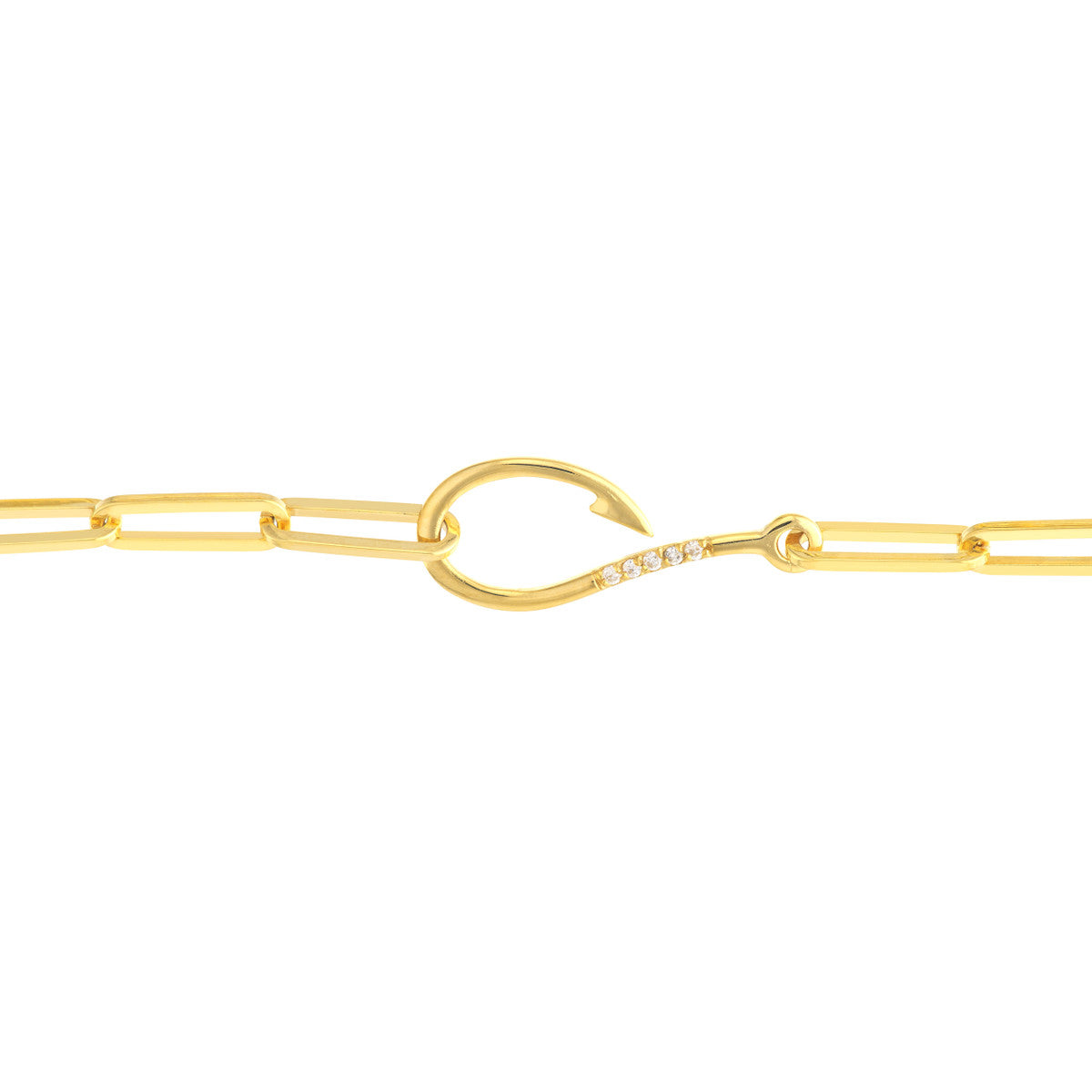 Multi-Clasp Paper Clip Link Bracelet 14K Yellow Gold