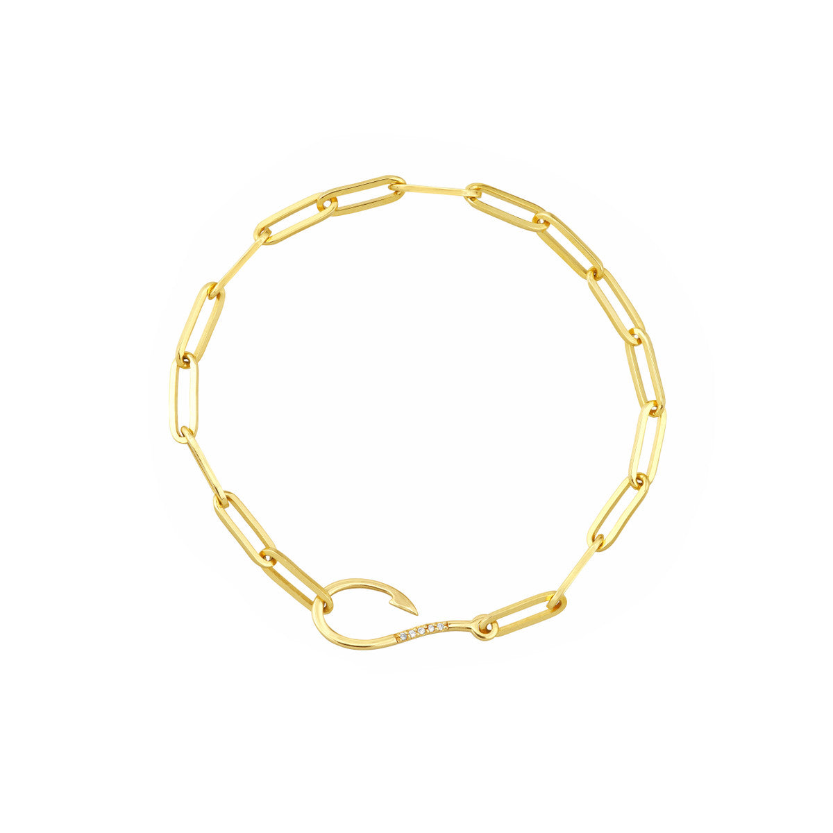 Multi-Clasp Paper Clip Link Bracelet 14K Yellow Gold