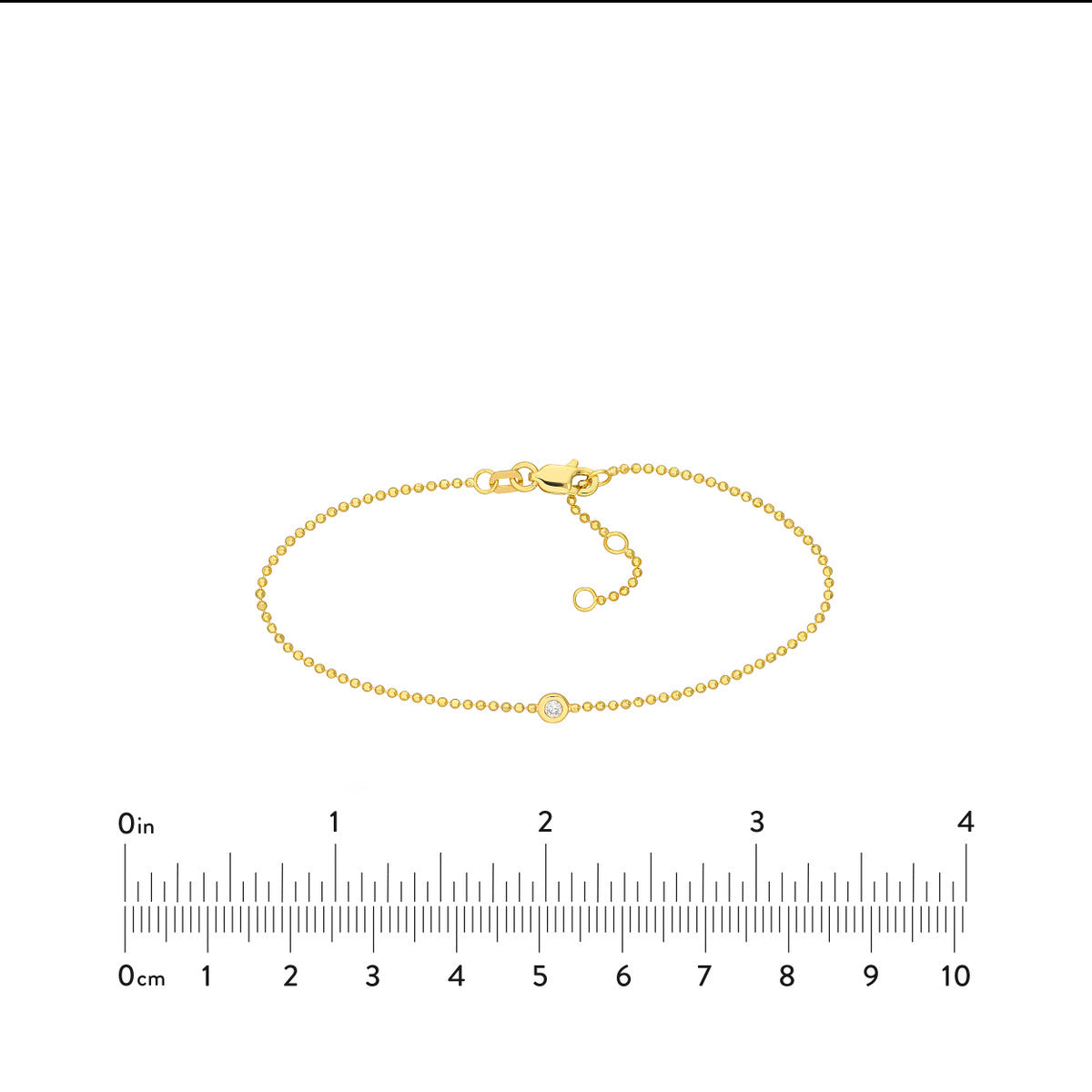 Adjustable Diamond Cut Beaded Chain Bracelet 14K Yellow Gold